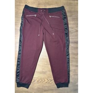 Polo Ralph Lauren Men Burgundy Satin Stripe Jogger‎ Sweatpants Size L